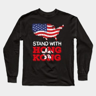 stand with hong kong american flag Long Sleeve T-Shirt